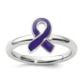thumbnail image 1 of 925 Sterling Silver Polished Stackable Purple Enameled Awareness Ribbon Ring Size 7 Stackable Ring for Women, 1 of 2