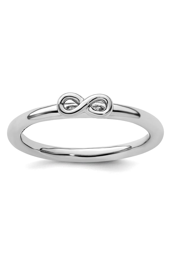 925 Sterling Silver Polished Stackable Rhodium Infinity Symbol Ring Size 9 Stackable Ring for Women
