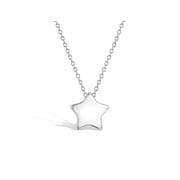 925 Sterling Silver Polished Star Necklace For Young Girls and Pre-Teens 16"