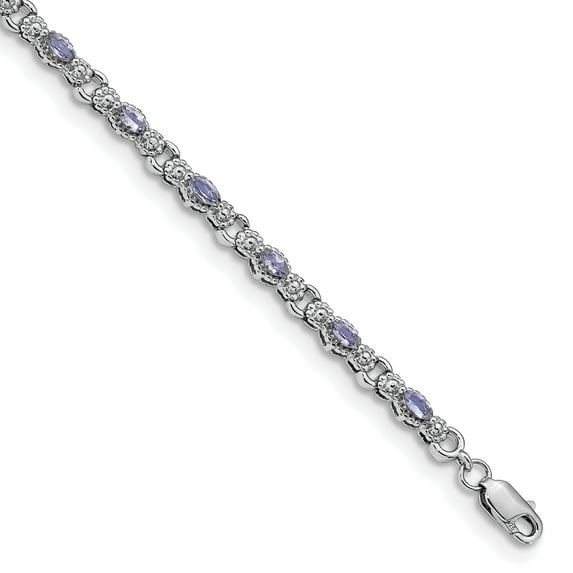 925 Sterling Silver Polished Tanzanite 7.5inch Bracelet