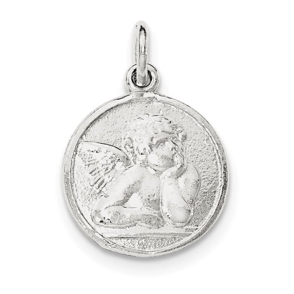 925 Sterling Silver Polished & Textured Small Raphael Angel Pendant / Charm