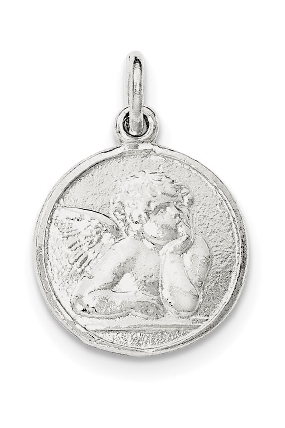 925 Sterling Silver Polished & Textured Small Raphael Angel Pendant / Charm