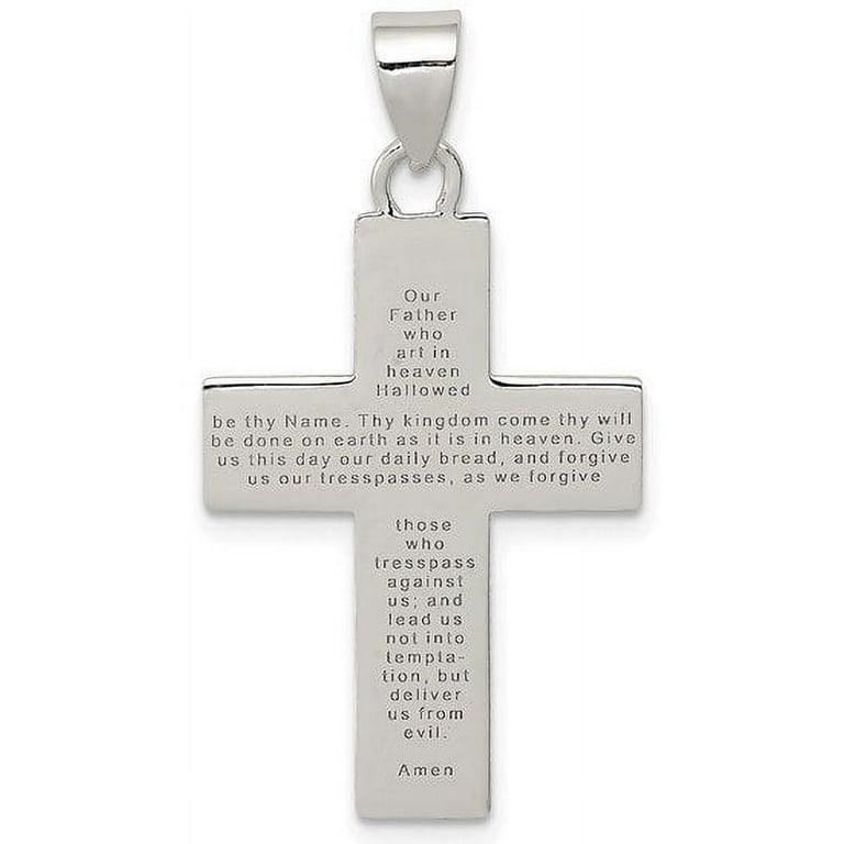 Sterling silver lord's prayer cross pendant discount