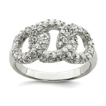 925 Sterling Silver Polished Three Interlocking Cubic Zirconia Circles Ring Size 7 Ring for Women