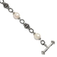 thumbnail image 1 of 925 Sterling Silver Polished Toggle Closure Oxidized 8-8.5mm Freshwater Cultured Pearl 8inch Bracelet Link Bracelet for, 1 of 2