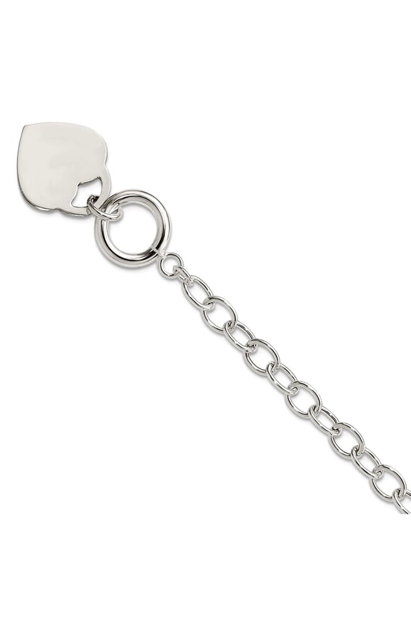 925 Sterling Silver Polished Toggle Closure Oval Link Love Heart Bracelet 8.5 Inch 5mm Wide Link Bracelet for Women
