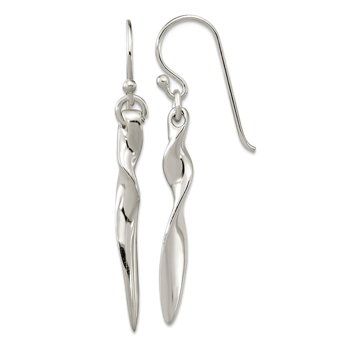 925 Sterling Silver Polished Twisted Bar Dangle Shephard Hook Earrings 38.9x4.32mm Wide Dangle Earring for Women