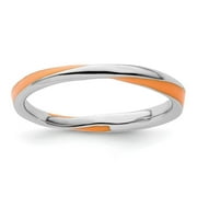 JEWELRYWEB 925 Sterling Silver Polished Twisted Orange Enameled 2.5 x 2.25mm Stackable Ring Size 5 - Stackable Ring for Women
