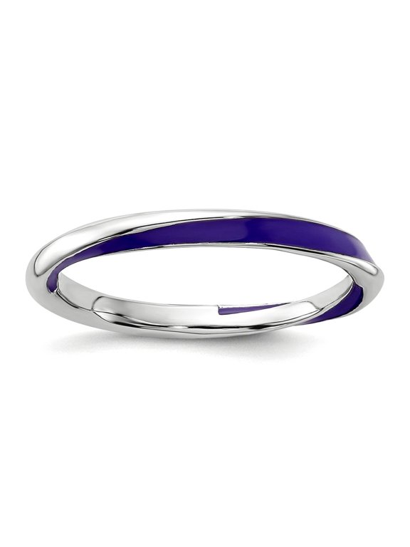 925 Sterling Silver Polished Twisted Purple Enameled 2.5 x 2.25mm Stackable Ring Size 5 Stackable Ring for Women