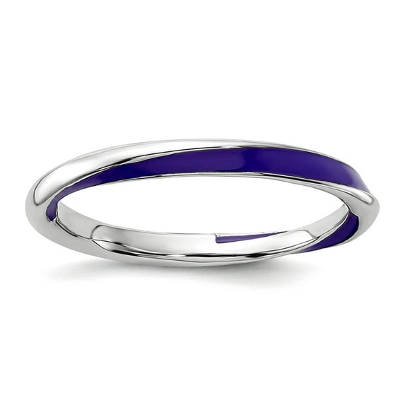 925 Sterling Silver Polished Twisted Purple Enameled 2.5 x 2.25mm Stackable Ring Size 5 Stackable Ring for Women