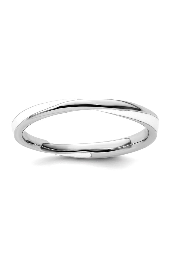 925 Sterling Silver Polished Twisted White Enameled 2.5 x 2.25mm Stackable Ring Size 6 Stackable Ring for Women