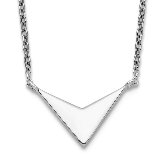 925 Sterling Silver Polished V Necklace 16.5 Inch 17.65mm Wide Pendant Necklace for Women