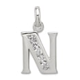 thumbnail image 1 of 925 Sterling Silver Polished White Cubic Zirconia Letter Name Personalized Monogram Initial N Pendant Necklace Pendant f, 1 of 2