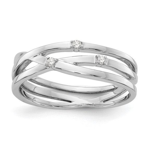 925 Sterling Silver Polished White Ice .03ct. Diamond Ring Size 6 Measures 6mm Wide - Ring for Women