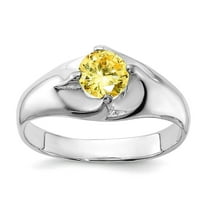 925 Sterling Silver Polished Yellow Round Cubic Zirconia Ring Size 7 8.2mm Wide Ring for Women
