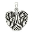 thumbnail image 1 of 925 Sterling Silver Polished and Oxidized Cubic Zirconia Religious Guardian Angel Wing Love Heart Pendant Necklace 18.9x, 1 of 2