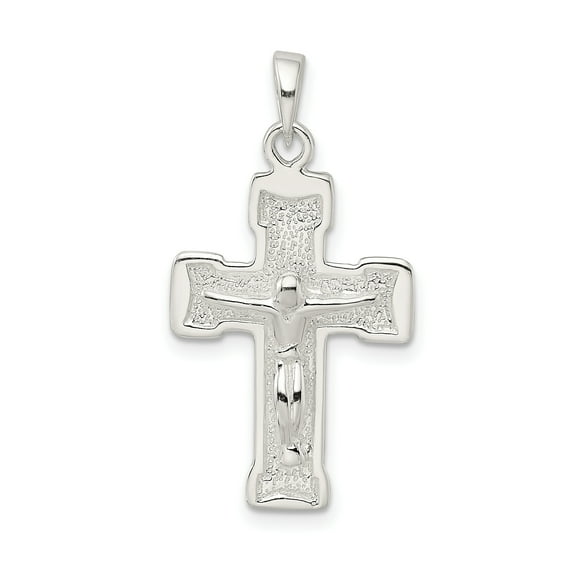 925 Sterling Silver Polished and Textured Crucifix Pendant