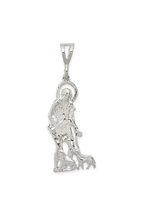 925 Sterling Silver Polished and Textured St. Lazarus Pendant