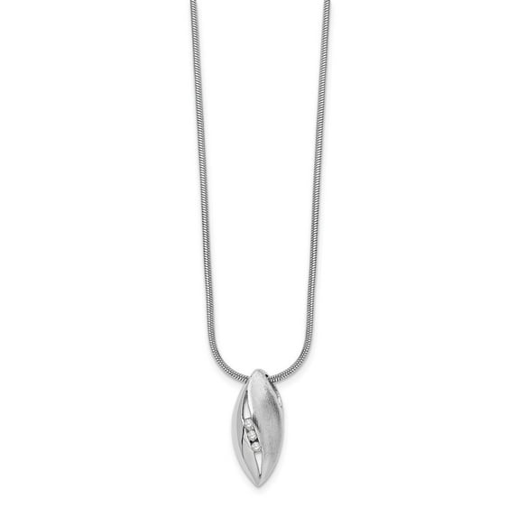 925 Sterling Silver Polished and satin Lobster Claw Closure White Ice Diamond Necklace 18 Inch - Chain Necklace for Wome