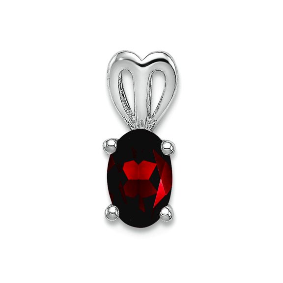 925 Sterling Silver Polished back Garnet Pendant Necklace 11x4mm Wide Pendant for Women - .60 cwt