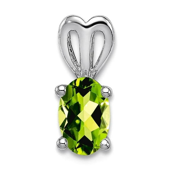 925 Sterling Silver Polished back Peridot Pendant Necklace 11x4mm Wide Pendant for Women - .56 cwt