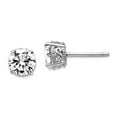 thumbnail image 1 of 925 Sterling Silver Post 6.5mm Cubic Zirconia Stud Earrings 6.5x6.5mm Wide Stud Earring for Women, 1 of 2