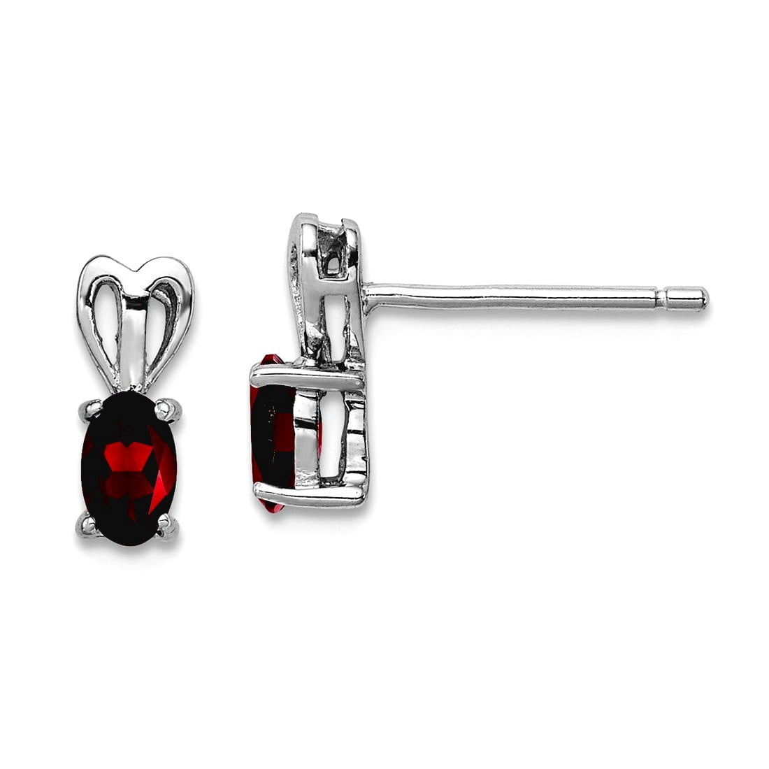 925 Sterling Silver Post Polished back Garnet Earrings 10x4mm Wide Stud Earring for Women - .57 cwt