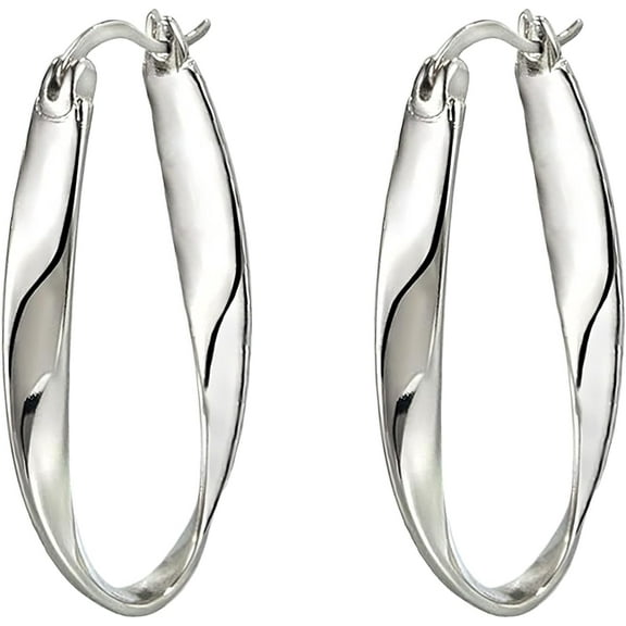 925 Sterling Silver Post Hoop Earrings For Women Mobius Strip Twist hoop Earring Fine Jewelry