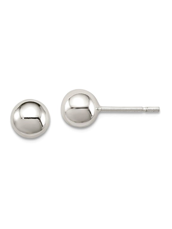 925 Sterling Silver Post Polished 6mm Ball Earrings 6x6mm Wide Ball Earring for Women - 1.0 Grams