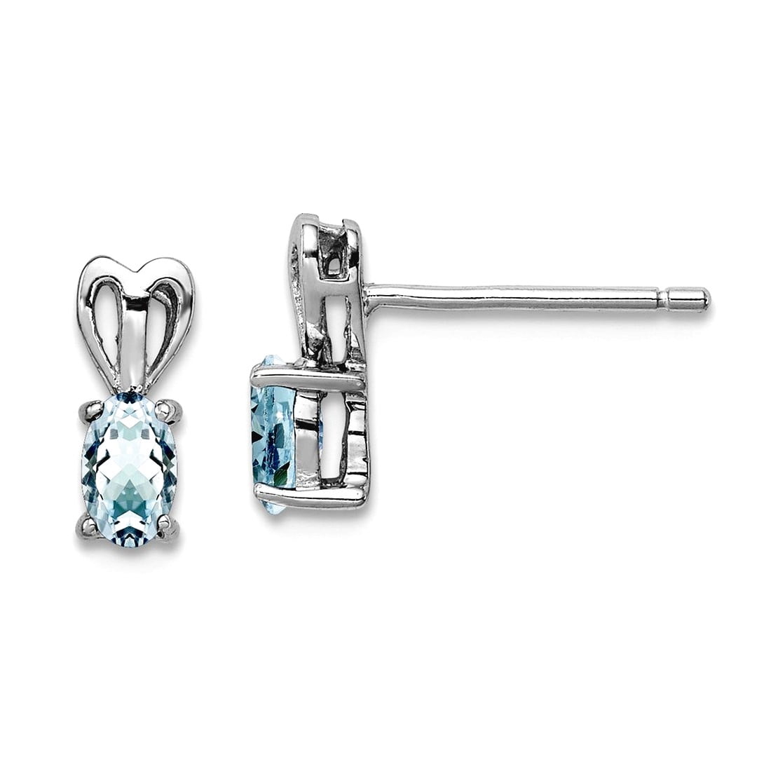 925 Sterling Silver Post Polished back Aquamarine Earrings 10x4mm Wide Stud Earring for Women