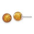 thumbnail image 1 of 925 Sterling Silver Post Yellow Color Murano Glass Earrings 8x8mm Wide Stud Earring for Women, 1 of 2