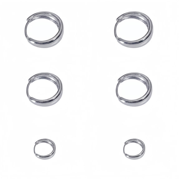 925 Sterling Silver Posts Small Hoop Earrings for Women,Trendy Geometric Plain Chunky Earscape Piercing Pack Hypoallergenic Everyday Gold Plated Hoop Earrings Set 3Pairs