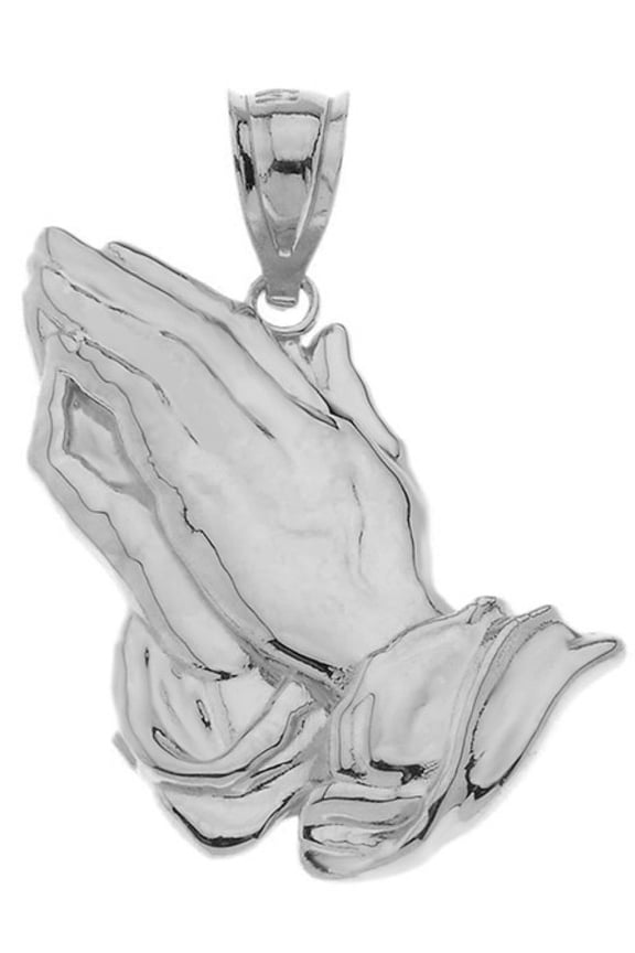 .925 Sterling Silver Praying Hands Pendant Necklace (Pendant Only)