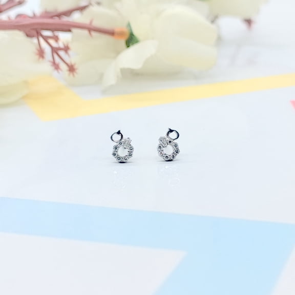 925 Sterling Silver Pretty Dainty Unique Design Cubic Zirconia Stud Earrings Minimalist Handmade Cute Anniversary Gift Studs with Push back