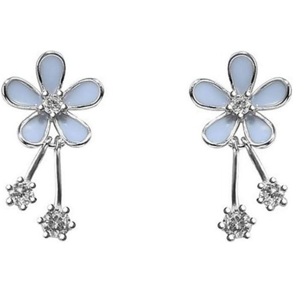 925 Sterling Silver Pretty Flowers Earrings Studs for Women Teens Elegant CZ Flowers Studs Earrings