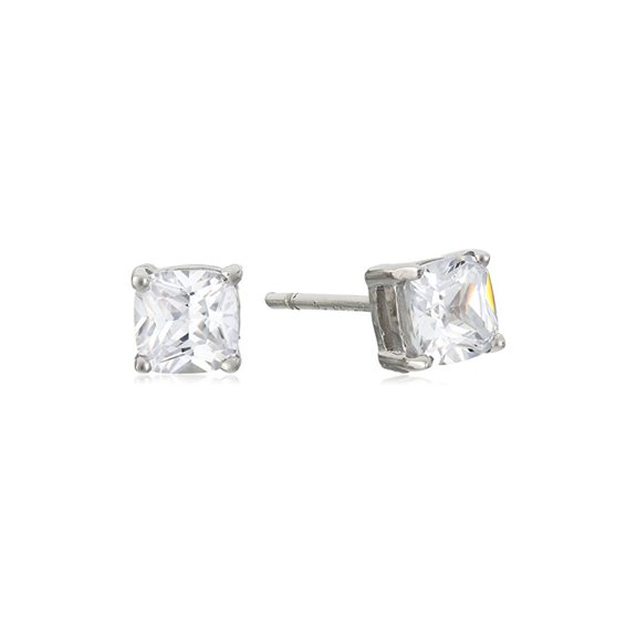 925 Sterling Silver Princess AAA Cubic Zirconia Stud Earrings
