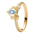 thumbnail image 1 of 925 Sterling Silver Princess Blue Zircon Carriage Ring Women Finger Ring For Party Jewelry, 1 of 5