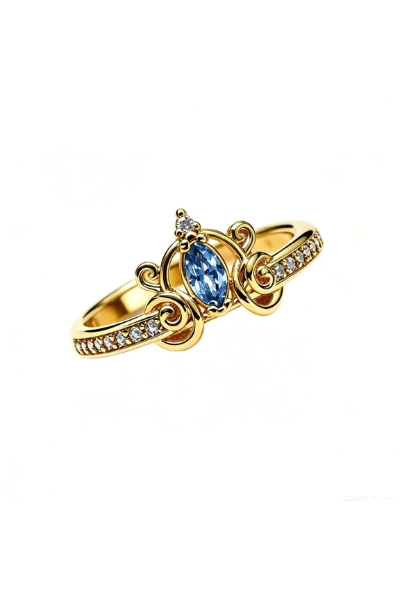 925 Sterling Silver Princess Blue Zircon Carriage Ring Women Finger Ring For Party Jewelry