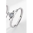 thumbnail image 1 of 925 Sterling Silver Princess & Knight Couple Rings, Adjustable Crown Design, Ins Style, Electroplated, 2g for Men, 1.6g for Women, 1 of 5