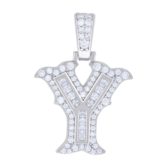 925 Sterling Silver Princess Moissanite Block Letter Y Initial Pendant 0.53 CT