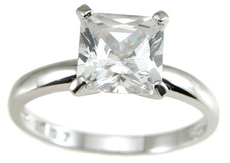 925 Sterling Silver Princess Solitaire Womens Rings & Engagement Rings Make Great Gifts for Girlfriend