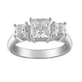 thumbnail image 1 of 925 Sterling Silver Princess Three Stone Wedding Rings for Women & Engagement Rings Make Great Birthday Gifts for Women, 1 of 5