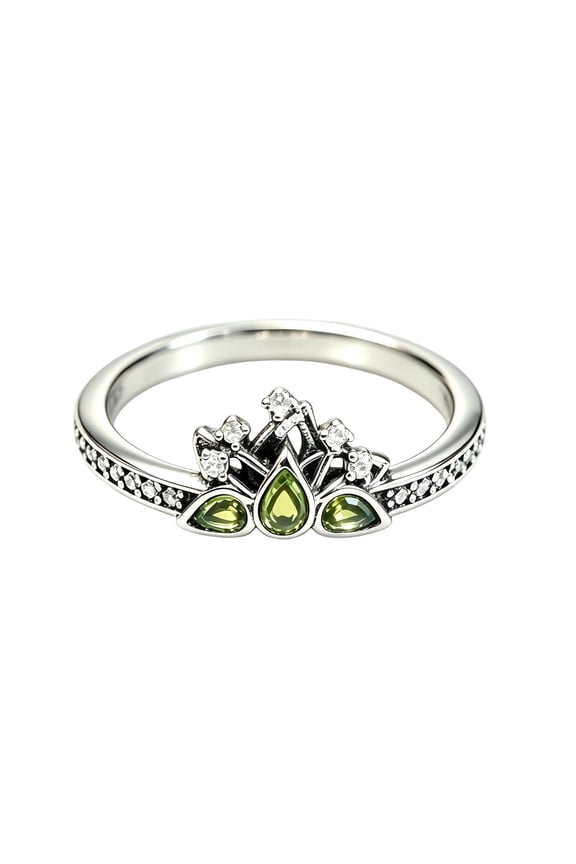 925 Sterling Silver Princess Water Lily Crown Ring Women Finger Ring For Party Jewelry