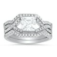 thumbnail image 1 of 925 Sterling Silver Princess-cut Diamond CZ 3pc Stackable Ring Set, 1 of 2