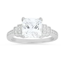 925 Sterling Silver Princess-cut Diamond CZ Ring
