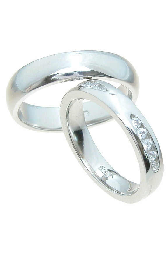 925 Sterling Silver Promise Rings for Couples Set and Wedding Bands
