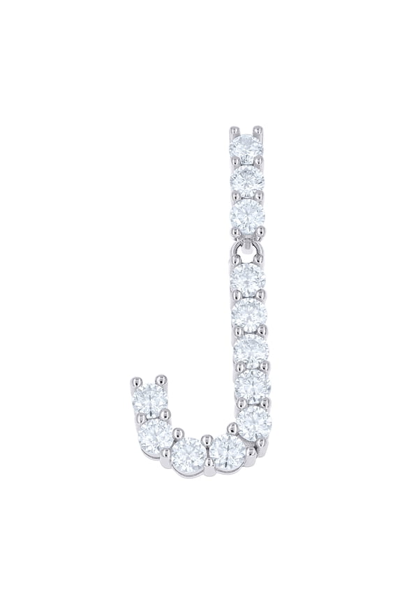 925 Sterling Silver Prong Moissanite Small Block Font Letter J Pendant 1.21 CT