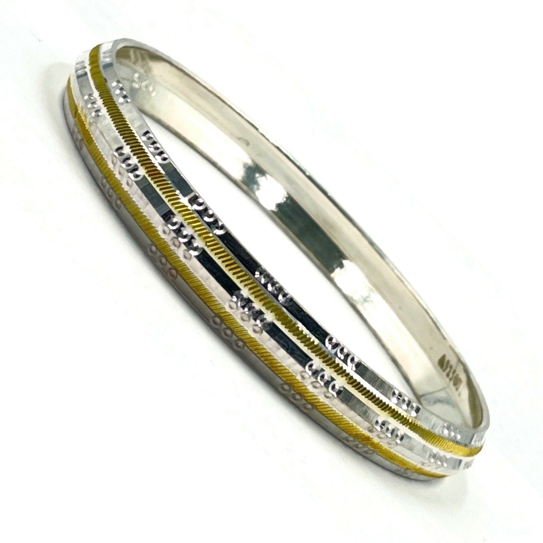 Sikh Two Tone Gold Silver Plated Design Punjabi Kada Kara Bangle Brace –  www.OnlineSikhStore.com