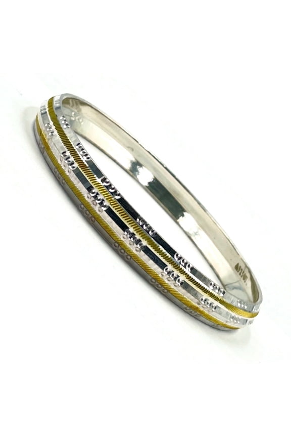 925 Sterling Silver Punjabi / Sikh Designer Men Kada #18 Kada Diameter: 3.0 inch / 3-0 Indian