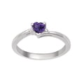 thumbnail image 1 of 925 Sterling Silver Purple Amethyst 4MM Heart Shape Dainty Women Valentines Day Gifts Ring, 1 of 2